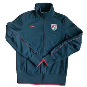 NIKE Track Jacket Women Medium Black Red USA Soccer Team Authentic Logo Large